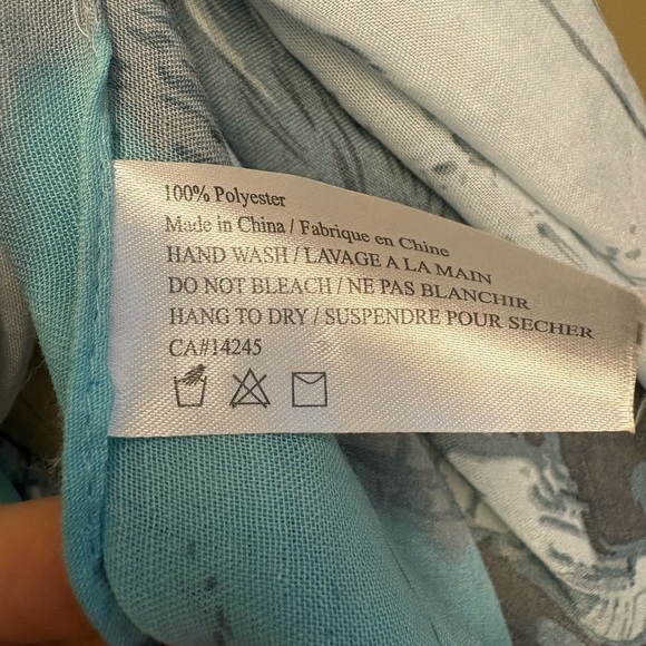 Lightweight seafoam green and grey Italian Riviera scarf 70" length - Picture 5 of 6